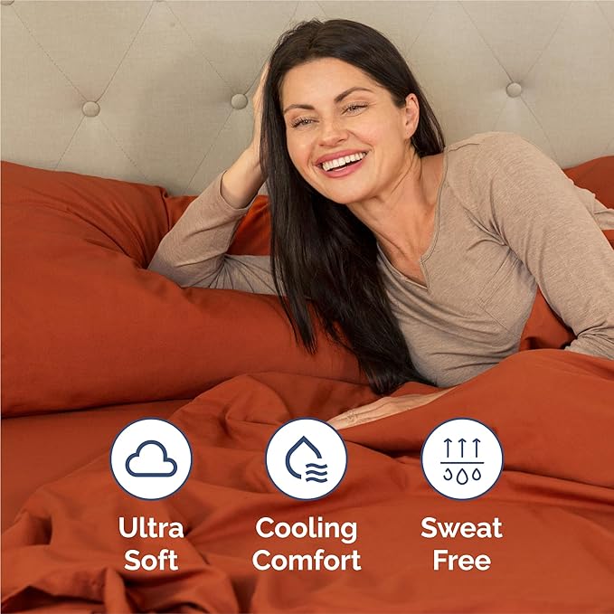 Split King Size 5 Piece Sheet Set - Comfy Breathable & Cooling Bed Sheets Set - Hotel Luxury Bedding for Women, Men, Kids, Teens, Boys & Girls - Deep Pockets and Wrinkle Free - Oeko-Tex - Terracotta
