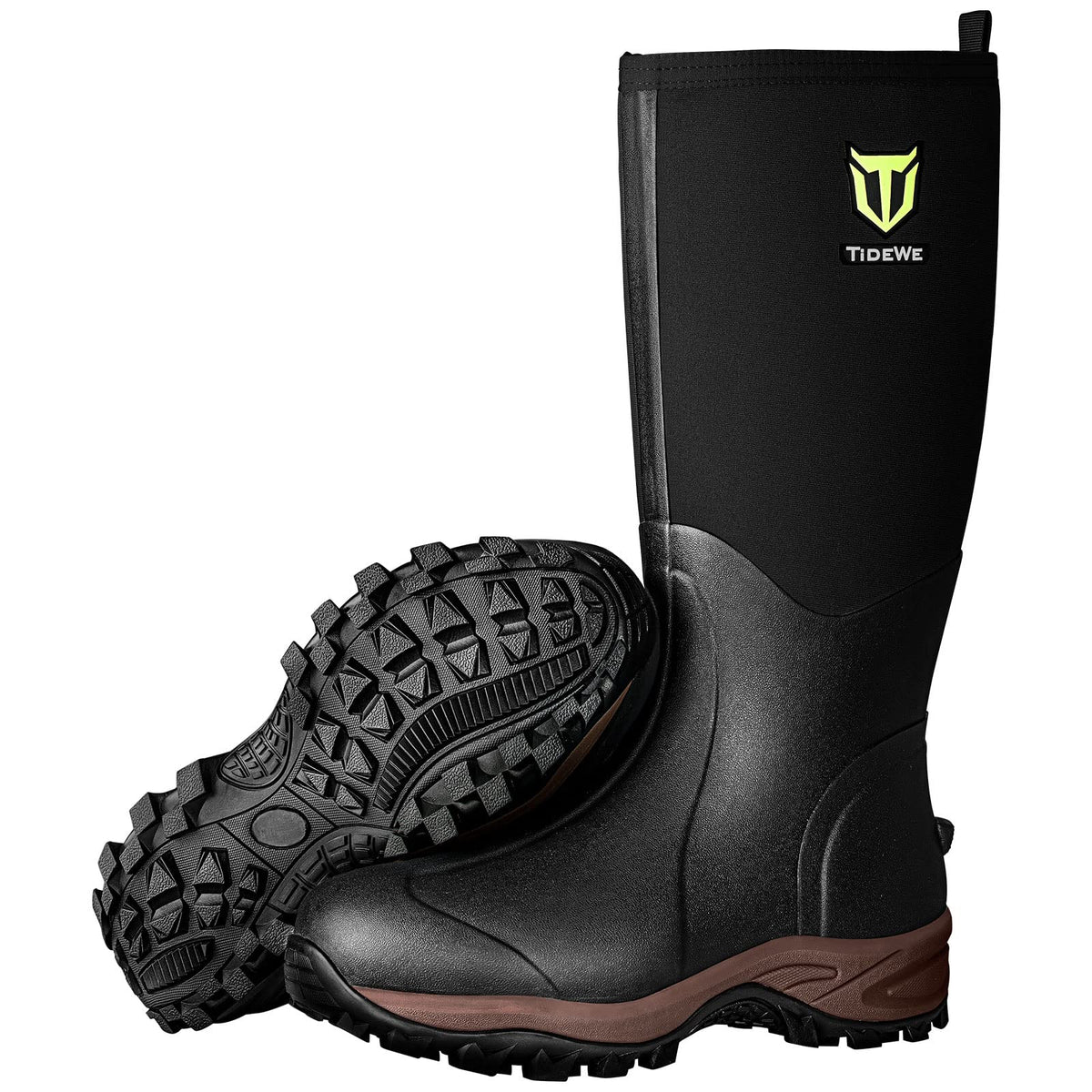 TIDEWE Rubber Neoprene Boots Men And Women, Waterproof Sturdy 6mm Neoprene Boot, Rain Boot Hunting Boot Arctic Outdoor Boot Men Size 6 Black