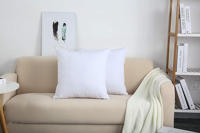 TangDepot Set of 2 Handmade Decorative Solid 100% Cotton Canvas Throw Pillow Covers/Cushion Covers, 45 Colors Available - (18"x18" 2 Pieces, White)