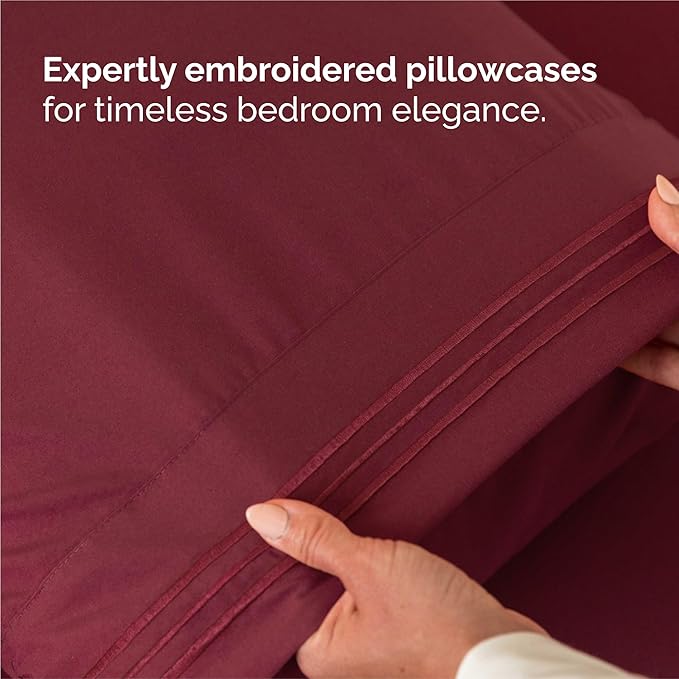 King Size 4 Piece Sheet Set - Comfy Breathable & Cooling Bed Sheets Set - Hotel Luxury Bedding for Women, Men, Kids, Teens, Boys & Girls - Deep Pockets, Ultra-Soft, Wrinkle Free - Oeko-Tex - Burgundy