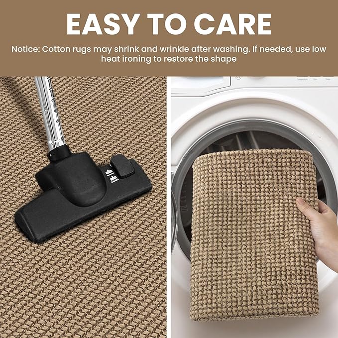 IOHOUZE Washable Exrea Long Hallway Runner Rug 3x14 Non Slip Rubber Backed Kitchen Runner Entryway Runner Indoor, Woven Rugs Floor Carpet for Kitchen Hall Entryway Stair, Orange/Tan/Brown