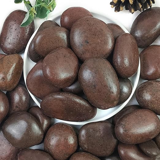10lbs Red River Rocks, 2-3 Inch Natural Pebbles for Indoor Plants, High Polished Decorative Stones Vase Filler Fish Tank Aquariums Landscaping Garden