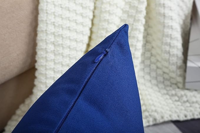TangDepot Handmade Decorative Solid 100% Cotton Canvas Throw Pillow Covers/Pillow Shams, (20"x20", Royal Blue)