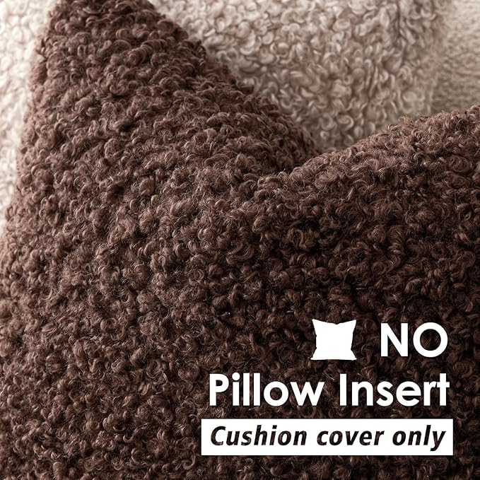 Foindtower 2 Pieces 26x26 Inch Red Brown, Faux Fur Throw Pillow Cover Accent Sherpa Furry Pillow Covers Fuzzy Soft Pillowcases Cozy Sheepskin Decorative Fleece Cushion Case for Bed Couch Living Room