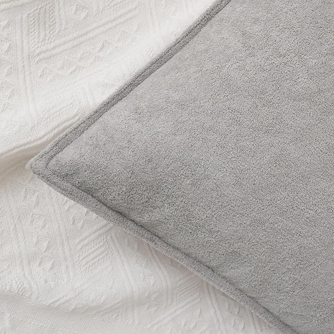 Kevin Textile Waterproof Decorative Pillow Covers Light Grey 16x16 Inch Pack of 2 Soft Boucle Textured Throw Pillowcases Elegant Accent Pillows for Couch Sofa Chair Bed Home Decor Indoor Outdoor