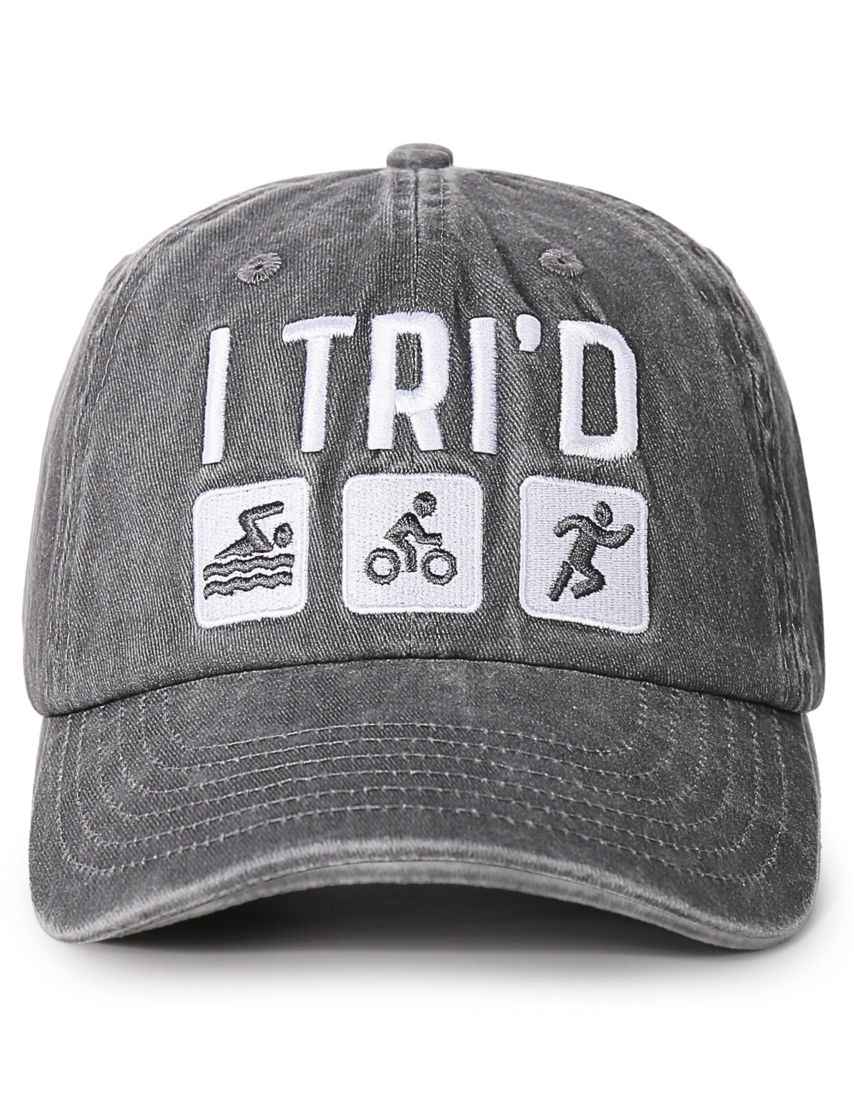 InnoBeta Triathlon Gifts, Triathlon Hat for Men Women for Christmas, Birthday, Adjustable Embroidered Baseball Cap Gray
