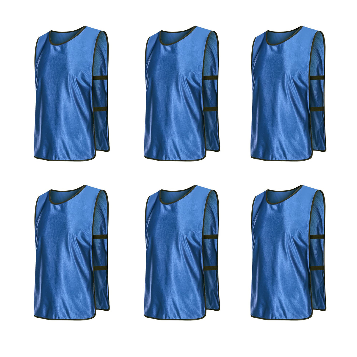 RE-HUO 6 Pack Scrimmage Vests/Sport Basketball Pinnies/Soccer Bibs for Kid and Adult (Navy Blue, L)