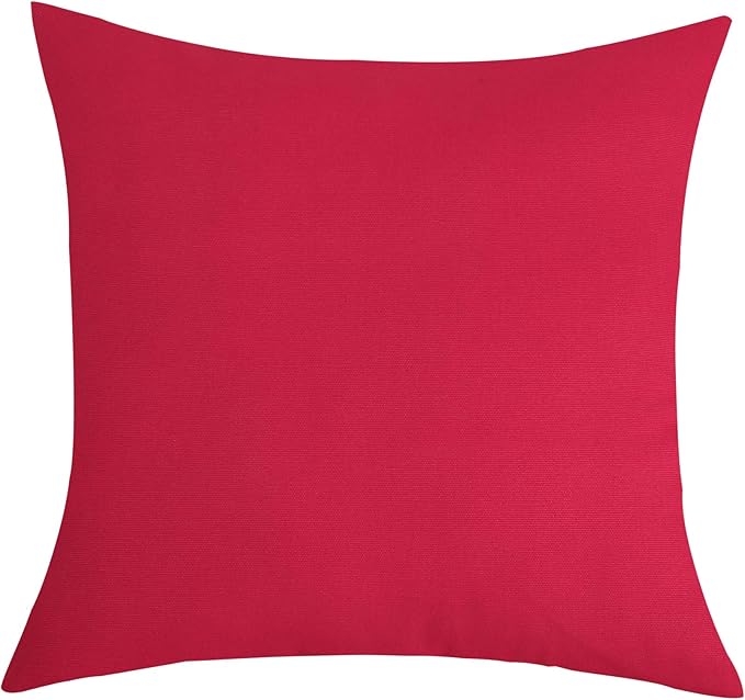 TangDepot Handmade Decorative Solid 100% Cotton Canvas Throw Pillow Covers/Pillow Shams, (24"x24", Watermelon Red)