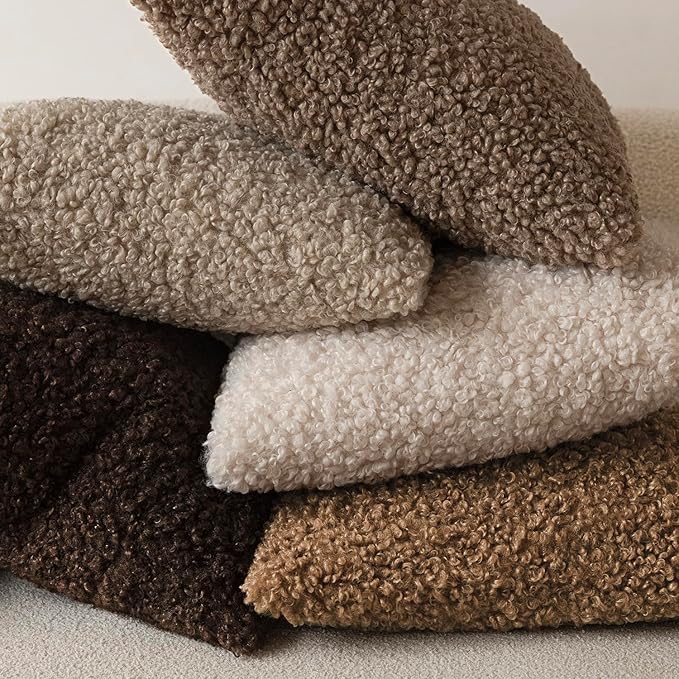 Foindtower 2 Pieces 16x16 Inch Dark Bronze, Faux Fur Throw Pillow Cover Accent Sherpa Furry Pillow Covers Fuzzy Soft Pillowcases Cozy Sheepskin Decorative Fleece Cushion Case for Bed Couch Living Room