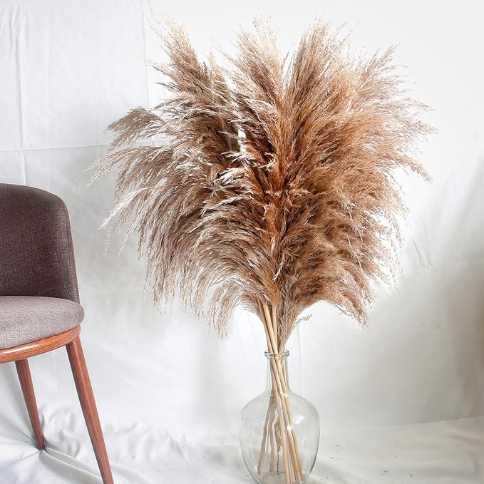 40" inch 10 Stems Pampas Grass Decor Tall, Pampas Grass Bouquet, Natural Dried Flowers for Wedding, Natural Home Decor, Wall Grass, Glam Decor