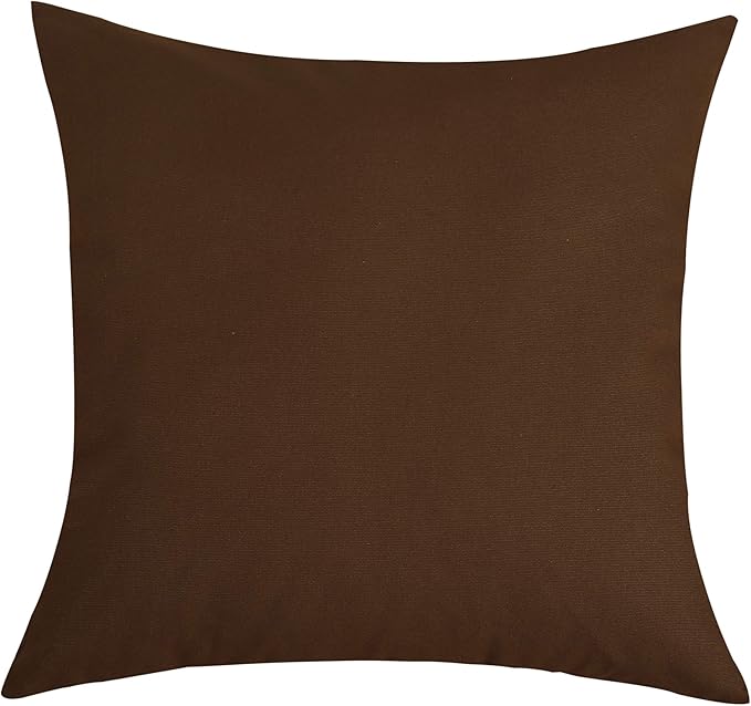 TangDepot Cotton Solid Throw Pillow Covers, 20" x 20" , Coffee, 1 Count (Pack of 1)