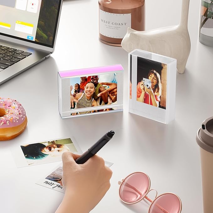 WINKINE Polaroid Frame, Instax Mini Film Frames for Photos, Small Picture Frames 2x3 for Fujifilm Instax Mini Films, Freestanding Sliding Acrylic Polaroid Picture Frame