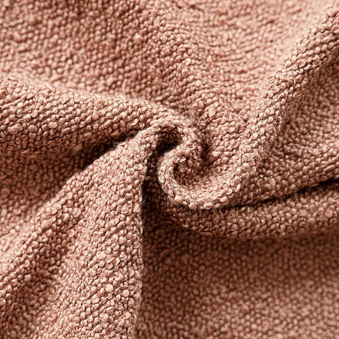 Foindtower Decorative Textured Boucle Throw Pillow Covers Accent Solid Pillow Cases Neutral Soft Cozy Couch Cushion Case for Chair Sofa Bedroom Living Room Home Decor 16x16 Inch,1PC,Dusty Orange Hazel