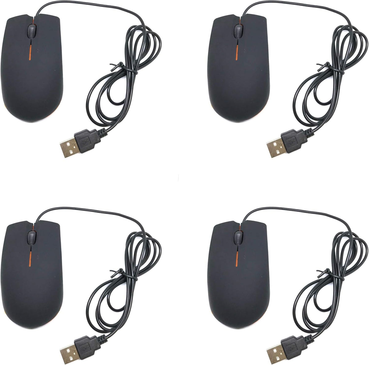 TFD Supplies 3 4 Pack - Wired Button Optical Computer Mouse - - Bulk Computer Mice