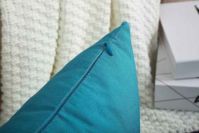 TangDepot Handmade Decorative Solid 100% Cotton Canvas Throw Pillow Covers/Cushion Covers, 45 Colors Available - (18" x18" , Blue Ashes, 2 Count (Pack of 1))
