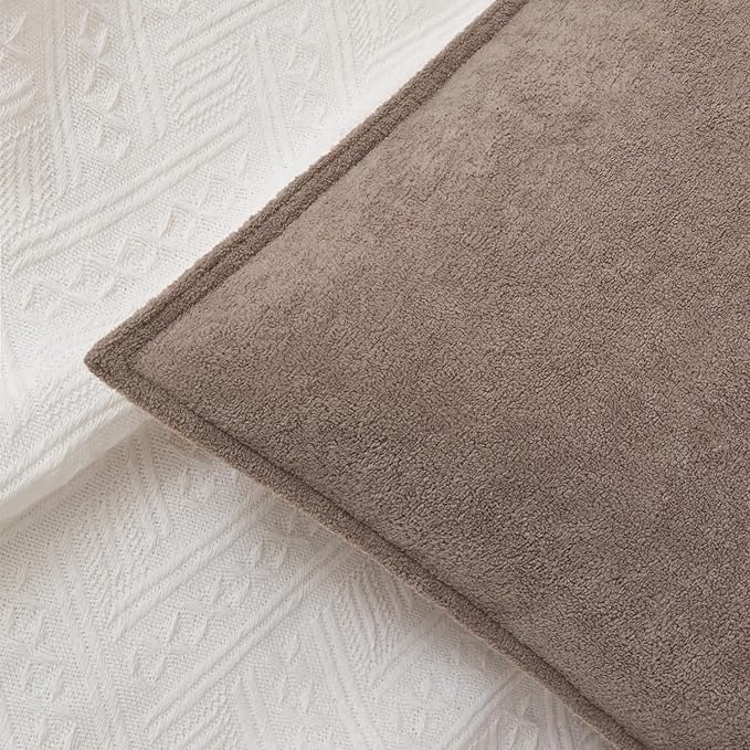 Kevin Textile Waterproof Decorative Pillow Covers Taupe 20x20 Inch Pack of 2 Soft Boucle Textured Throw Pillowcases Elegant Accent Pillows for Couch Sofa Chair Bed Home Decor Indoor Outdoor