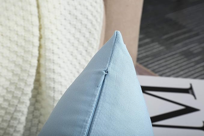 TangDepot Handmade Decorative Solid 100% Cotton Canvas Throw Pillow Covers/Cushion Covers, 45 Colors Available - (20" x20" , Light Blue, 2 Count (Pack of 1))