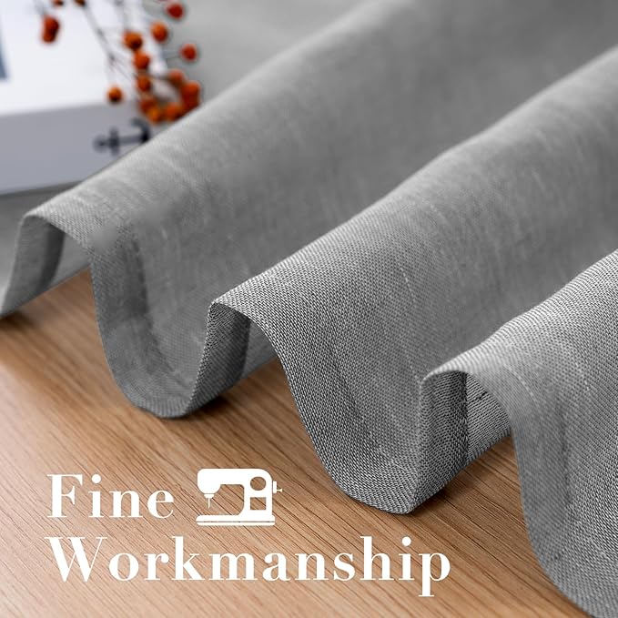 H.VERSAILTEX Linen Curtains Natural Linen Semi-Sheer Curtains 2 Panels Nickel Grommet Privacy Added Premium Soft Rich Material Drapes for Bedroom/Livingroom - 52x96 - Inch - Dove
