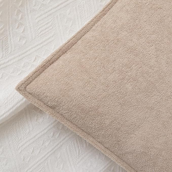 Kevin Textile 14x24 Inch Lumbar Pillow Cover 1 Pack Soft Boucle Textured Decorative Waterproof Rectangle Cushion Elegant Accent Pillow for Couch Sofa Chair Bed Home Decor Indoor Outdoor Khaki
