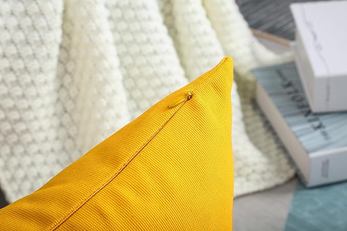 TangDepot Handmade Decorative Solid 100% Cotton Canvas Throw Pillow Covers/Pillow Shams, (14" x14" , Gold Yellow, 1 Count (Pack of 1))