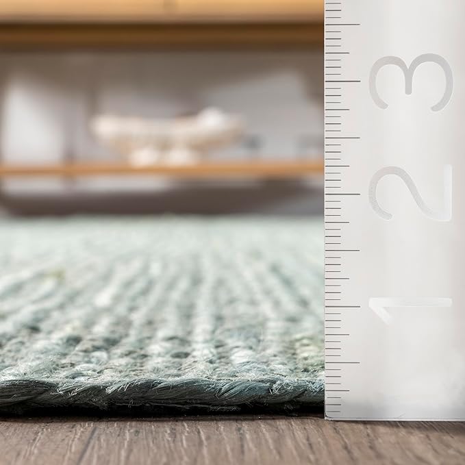 Nuloom Rigo Green, 2'6" x 6', Handmade, Jute, Soft and Textured, High Traffic, Stain Resistant, Easy Clean, Durable Runner for Bedroom, Living Room, Dining Space, Den, Foyer, Entryway