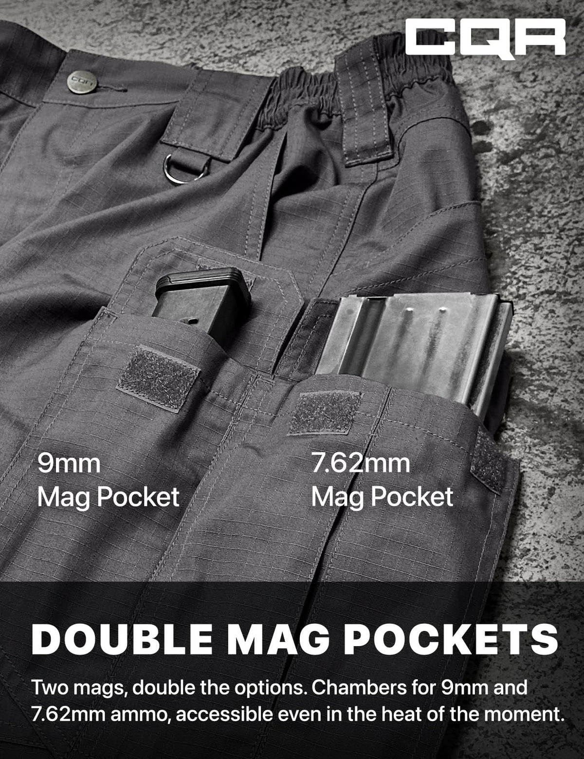 CQR Men's Tactical Pants, Water Resistant Ripstop Cargo Pants, Lightweight EDC Work Hiking Pants, Outdoor Apparel, Raider Mag Pocket Charcoal, 36W x 34L