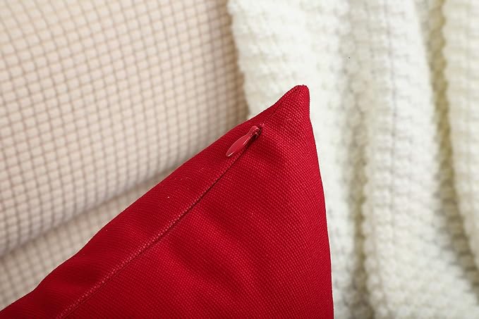 TangDepot Handmade Decorative Solid 100% Cotton Canvas Throw Pillow Covers/Cushion Covers, 45 Colors Available - (18" x18" , Christmas Red, 2 Count (Pack of 1))