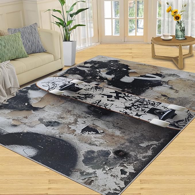 Dragons Rug for Living Room, Fantasy Animals 3x5 Area Rug Magical Creatures Rug for Bedroom Non-Slip Indoor Floor Carpet, Low Pile Resistant Carpet for Dining Room, Office, Home Decor