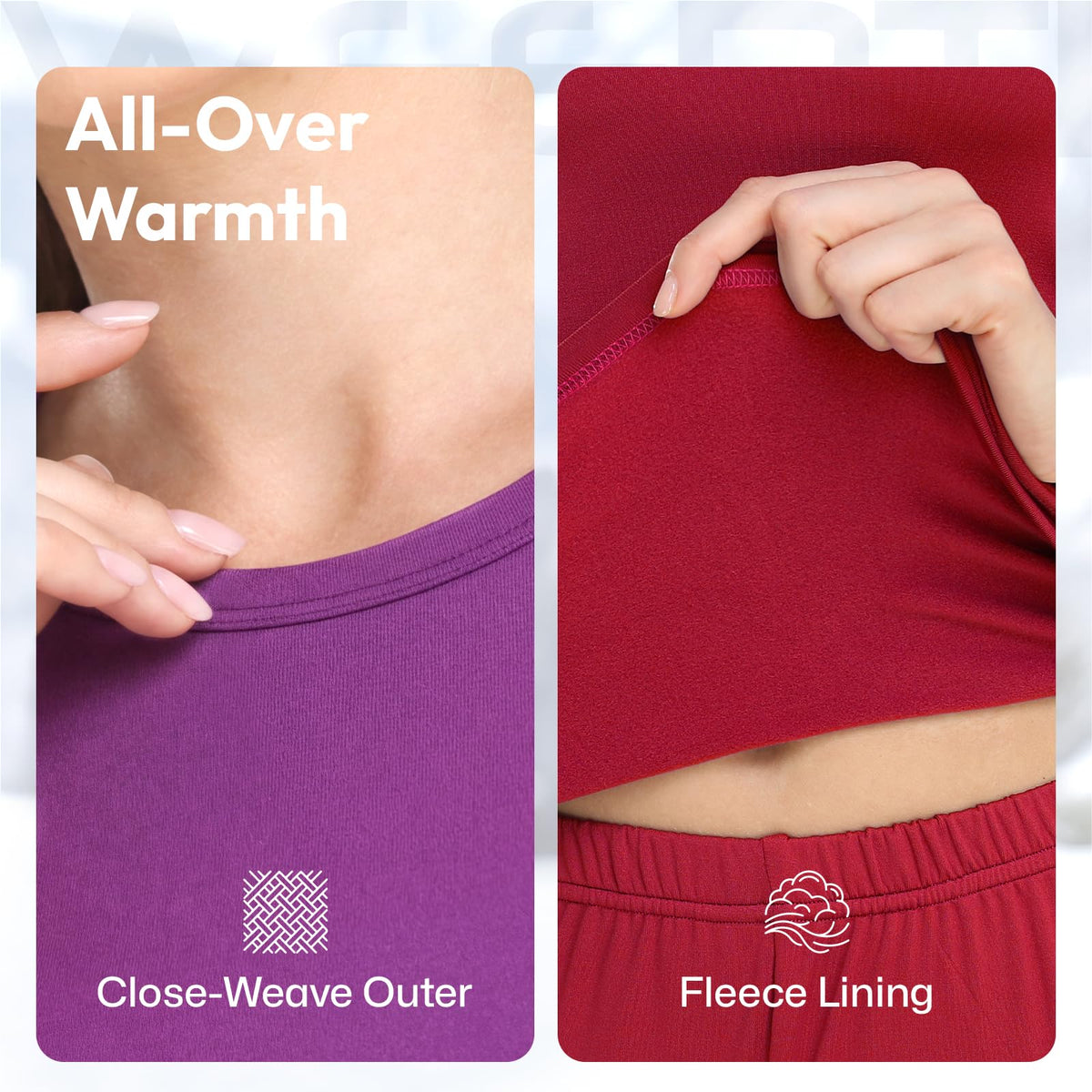 WEERTI Thermal Underwear for Women Long Johns with Fleece Lined Base Layer Women Cold Weather Top Bottom-Red XXL