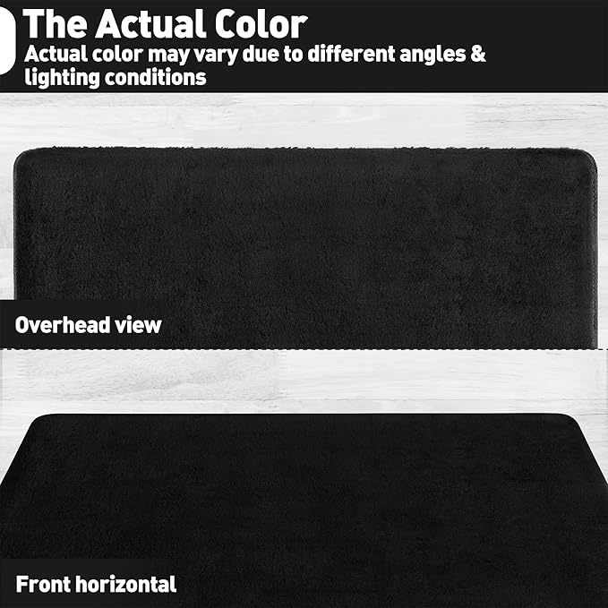 PURE ERA Carpet Stair Tread Landing Mat Area Rug Ultra Plush Shag Soft Non Slip Skid Resistant Tape Free Indoor Doormat Washable Reusable Black 2' X 6'