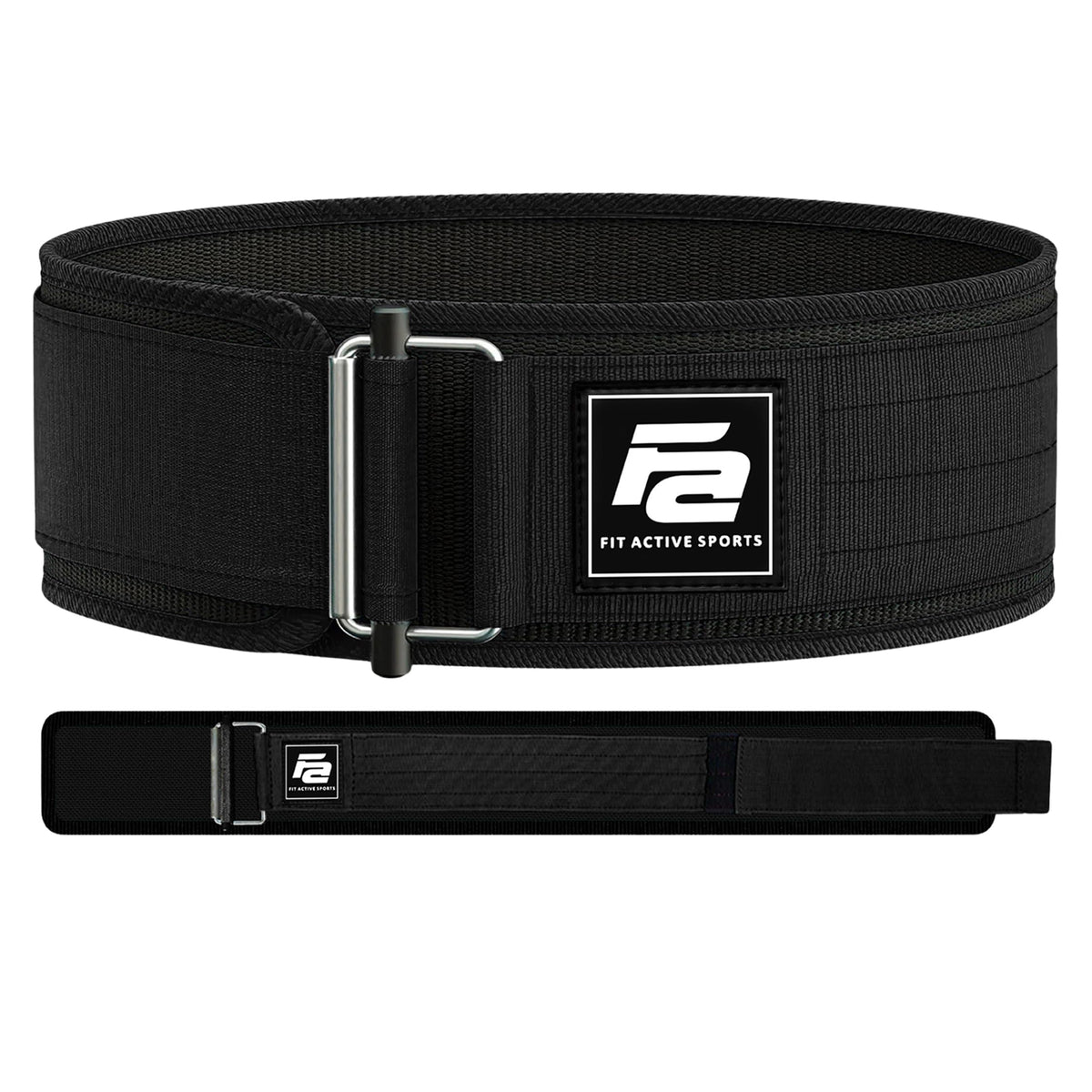 Fit Active Sports Self-Locking Weight Lifting Belt | Premium Weightlifting Belt for Cross Training & Power Lifting | Fast Locking Release Mechanism for Fitness and Power Lifting | Black, Large