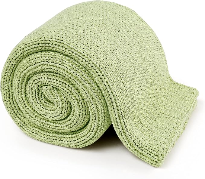 Guohaoi Knitted Weighted Blanket for Adults (Light Green 48"x72" 20lbs) No Beads Cooling Throw Blanket for Hot Sleepers, Home Decor Breathable Chunky Knit Heavy Blanket Use on Full Size Bed