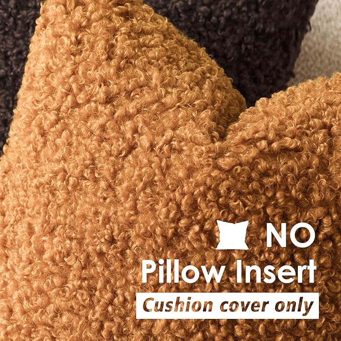 Foindtower 2 Pieces 20x20 Inch Orange, Faux Fur Throw Pillow Cover Accent Sherpa Furry Pillow Covers Fuzzy Soft Pillowcases Cozy Sheepskin Decorative Fleece Cushion Case for Bed Couch Living Room