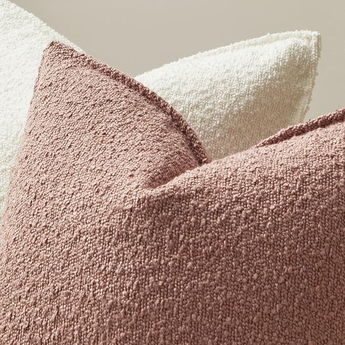 JUSPURBET Throw Pillow Covers 20x20 Set of 2 Decorative Pillow Covers for Couch Sofa Bed Cozy Boucle Textured Cushion Covers Cases with Invisible Zipper for Living Room Home Decor,Jam
