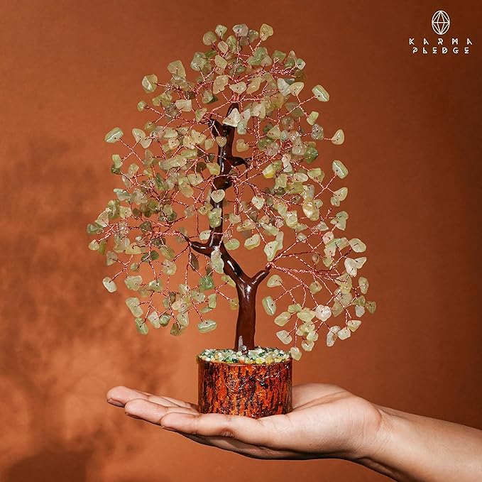 Crystal Tree of Life Green Aventurine Healing Crystal Trees for Home & Office Decoration, Handmade Bonsai Trees for Positive Energy, Money, Good Luck, Christmas Decor, Birthday Gifts for Women, Mom