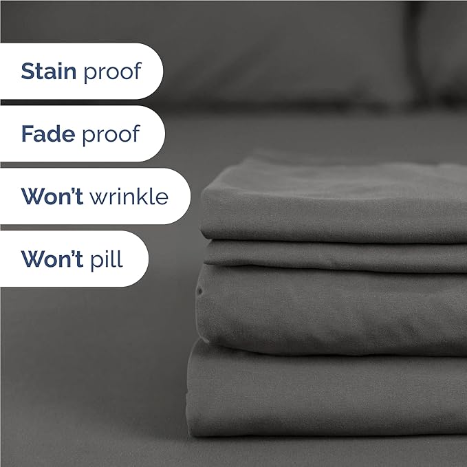 Twin XL Size 3 Piece Sheet Set - Comfy Breathable & Cooling Bed Sheets Set - Hotel Luxury Bedding for Women, Men, Kids, Teens, Boys & Girls - Deep Pockets, Soft and Wrinkle Free - Oeko-Tex - Charcoal