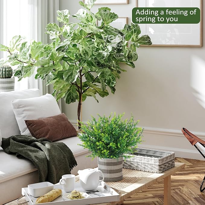 RECUTMS Fake Plants Artificial Spring Plants Outdoor Fake Flowers for Outdoor Artificial Flowers UV Resistant Artificial Plants Outdoor Front Porch Spring Decorations for Home(Green)