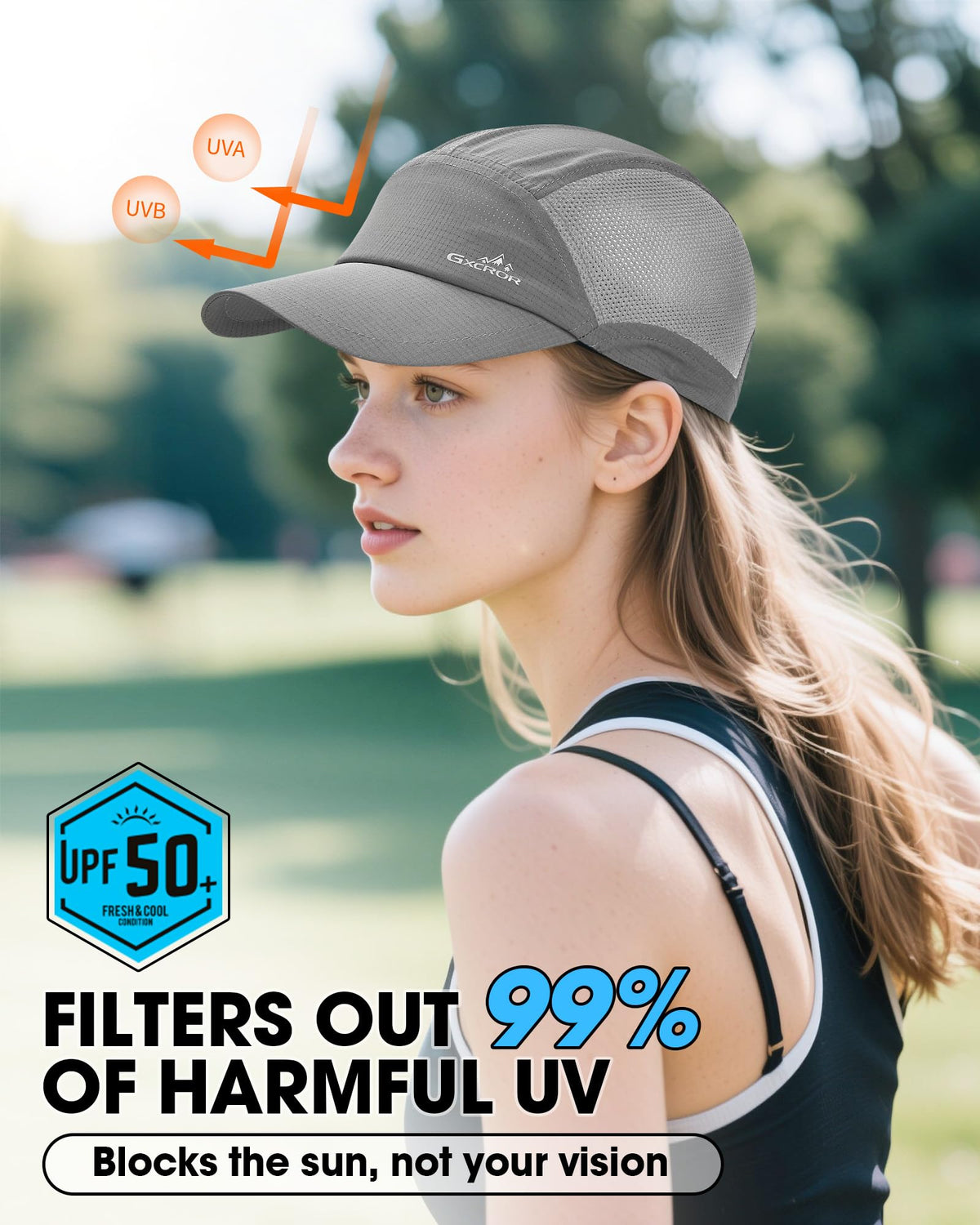 GXCROR Performance Baseball Cap for Men & Women - UPF 50+ Running Hat, Lightweight Quick-Dry Sports Hat for Golf, Hiking, Gym