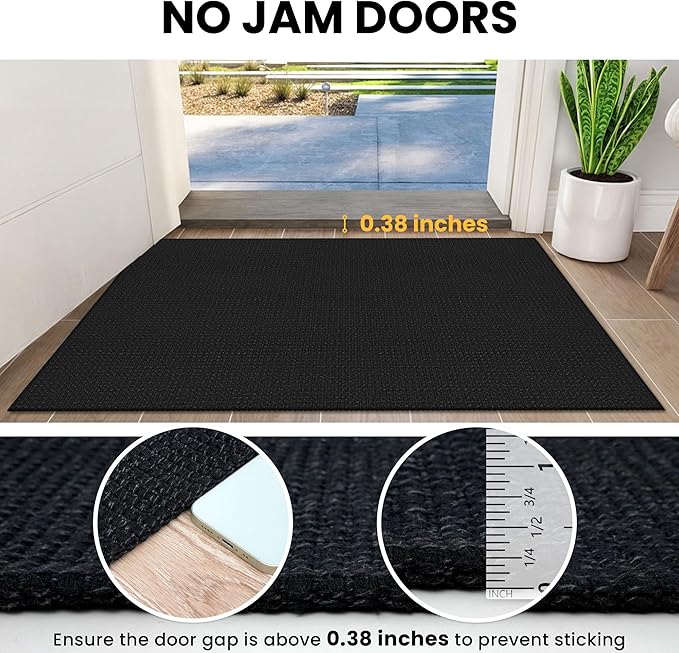 IOHOUZE Washable Area Rug 6x9 Non Slip Rubber Backed Rugs for Living Room, Dining Room Rugs Bedroom Rug, Woven Indoor Floor Carpet for Living Room Nursery Office, Black/Grey