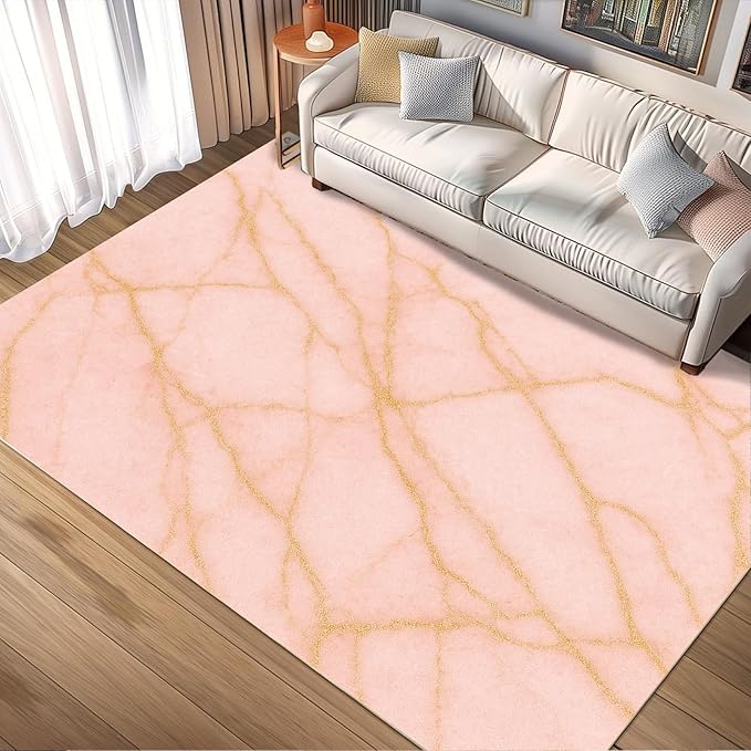 Abstract Marble Rug - 3x6 Runner Rug, Modern ArtLuxury Marble Bedside Rugs, Washable & Non Slip Carpet Home Decor