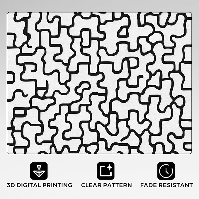 Abstract Geometric Rugs for Home Decor, 4x6 ft, Black and White Labyrinth Area Rugs for Living Room, Soft Non Slip Washable Modern Abstract Line Carpet Bedroom Decorations Dt-Ghf-31