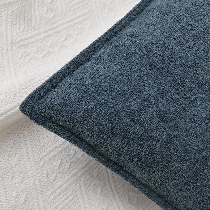 Kevin Textile Waterproof Decorative Pillow Covers Dusty Blue 22x22 Inch Pack of 2 Soft Boucle Textured Euro Pillowcases Elegant Accent Pillows for Couch Sofa Chair Bed Home Decor Indoor Outdoor