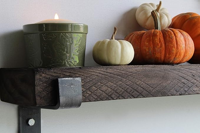 Urban Legacy Accent Shelves | Reclaimed Barn Plank | Set of 2 with Full Brackets (Coffee Bean 30" x 4.5" x 2")