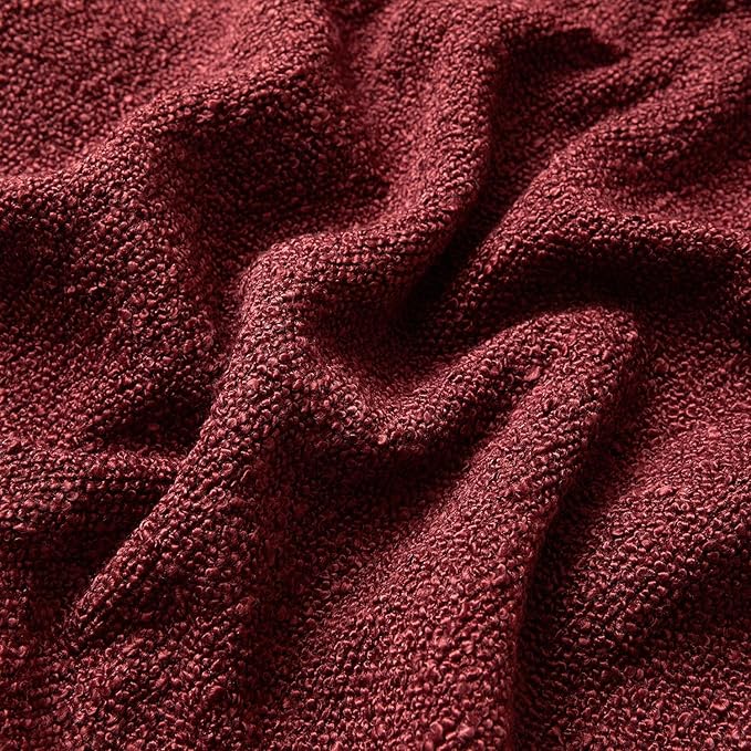 JUSPURBET Throw Pillow Covers Set of 2 Decorative Pillow Covers for Couch Sofa Bed Cozy Boucle Textured Cushion Covers Cases with Invisible Zipper for Living Room Home Decor 16x16,Burgundy
