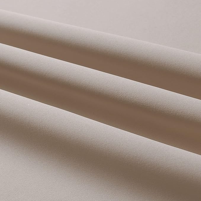 DUALIFE Light Brown Curtains for Bedroom Short Windows Solid Blackout Curtain Panels Thermal Insulated Grommet Top Room Darkening Curtains for Bedroom 52x 54Inch Length