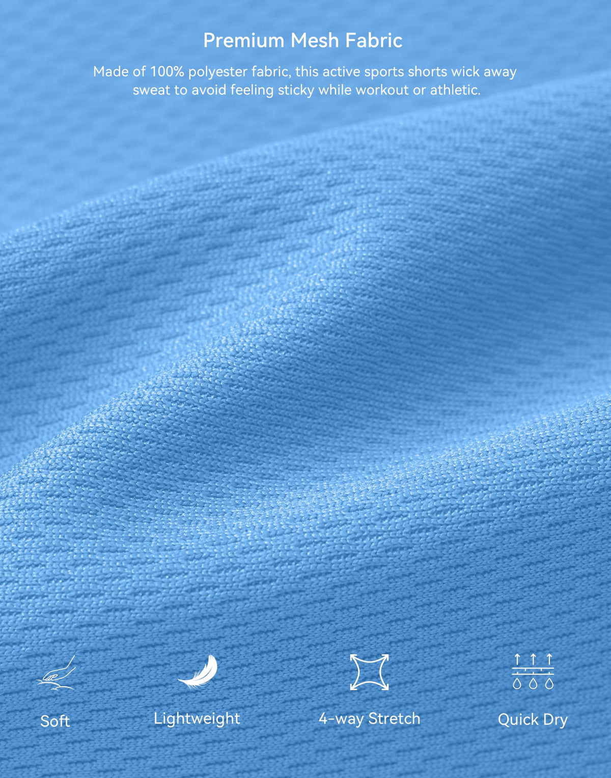 G Gradual Men's Athletic Shorts with Pockets 9" / 11" Long Basketball Shorts Lightweight Quick Dry Gym Workout Shorts for Men(Sky Blue,XXXL)