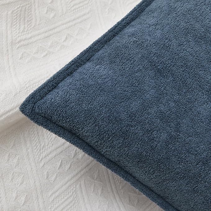 Kevin Textile Waterproof Decorative Pillow Covers Dusty Blue 16x16 Inch Pack of 2 Soft Boucle Textured Throw Pillowcases Elegant Accent Pillows for Couch Sofa Chair Bed Home Decor Indoor Outdoor
