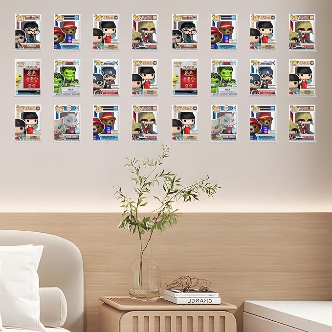 (4 Pack) Black Floating Wall Shelf, Wall Floating Shelves for Funko Pop, Action Figures,Security Cameras, Baby Monitors, Speakers or any small accessories.Weight capacity is 3lb installed by screws.