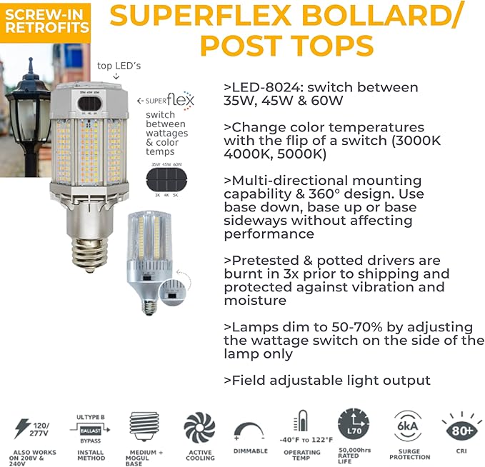 KASTLITE Premium Lamp Post Globe Combo Lighting Fixture | 16" Clear Lens with Black Aluminum Heavy Duty Fitter for 3" Diameter Posts (Post Not Included) | Comes with Adjustable LED Bulb