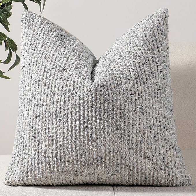 24x24 Blue Throw Pillow Cover Textured Boucle Striped Chic Morden Boho Accent Farmhouse Square Decorative Couch Pillow Cover for Home Decor Bed Sofa Living Room